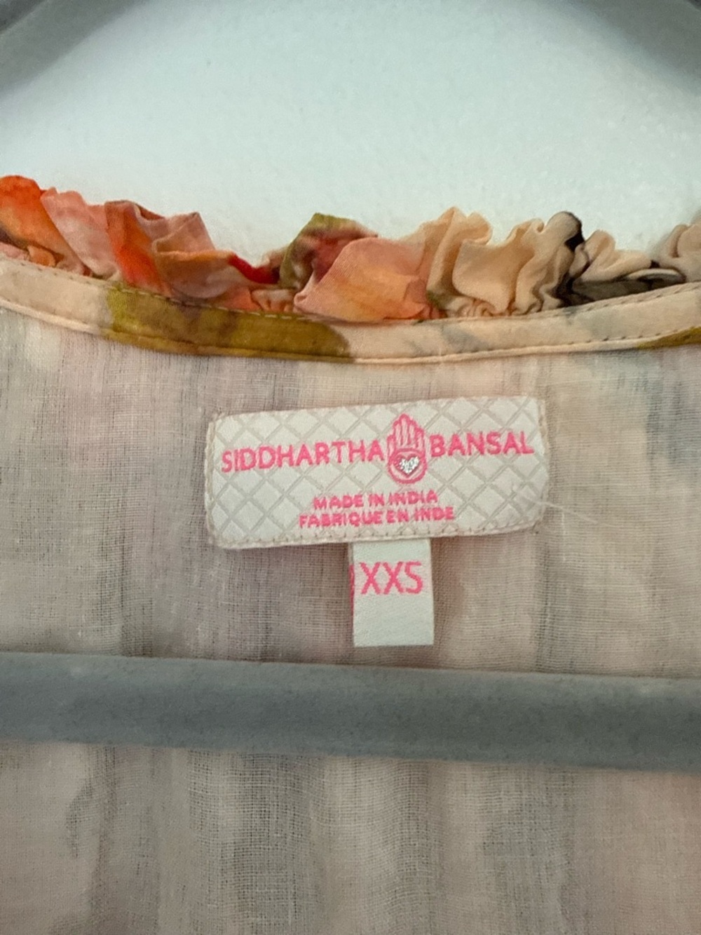 Anthropologie Siddhartha Bansal Dress Neck-Tie Sequin Maxi in Peach Floral - Picture 7 of 8